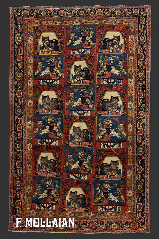 Antique Persian Senneh Warp Silk Pictorial Hand-Knotted Rug n°:12479365